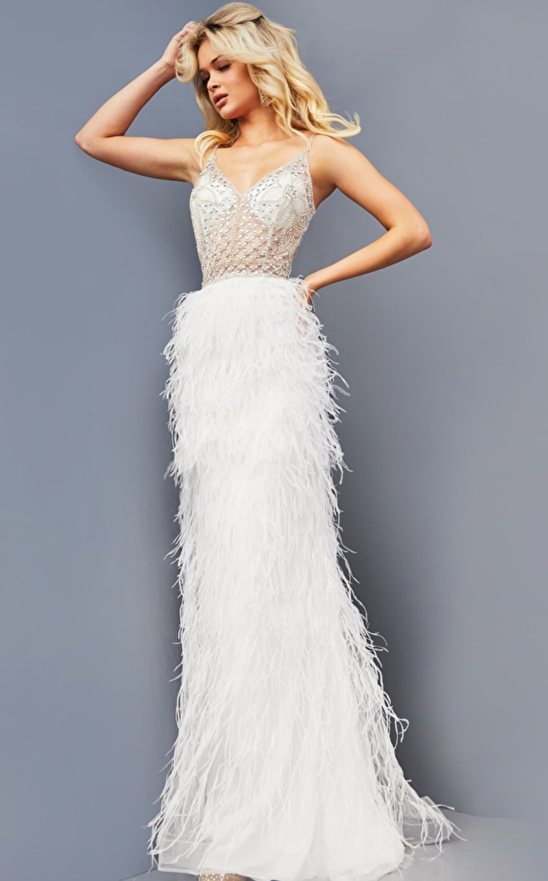 feather prom dress